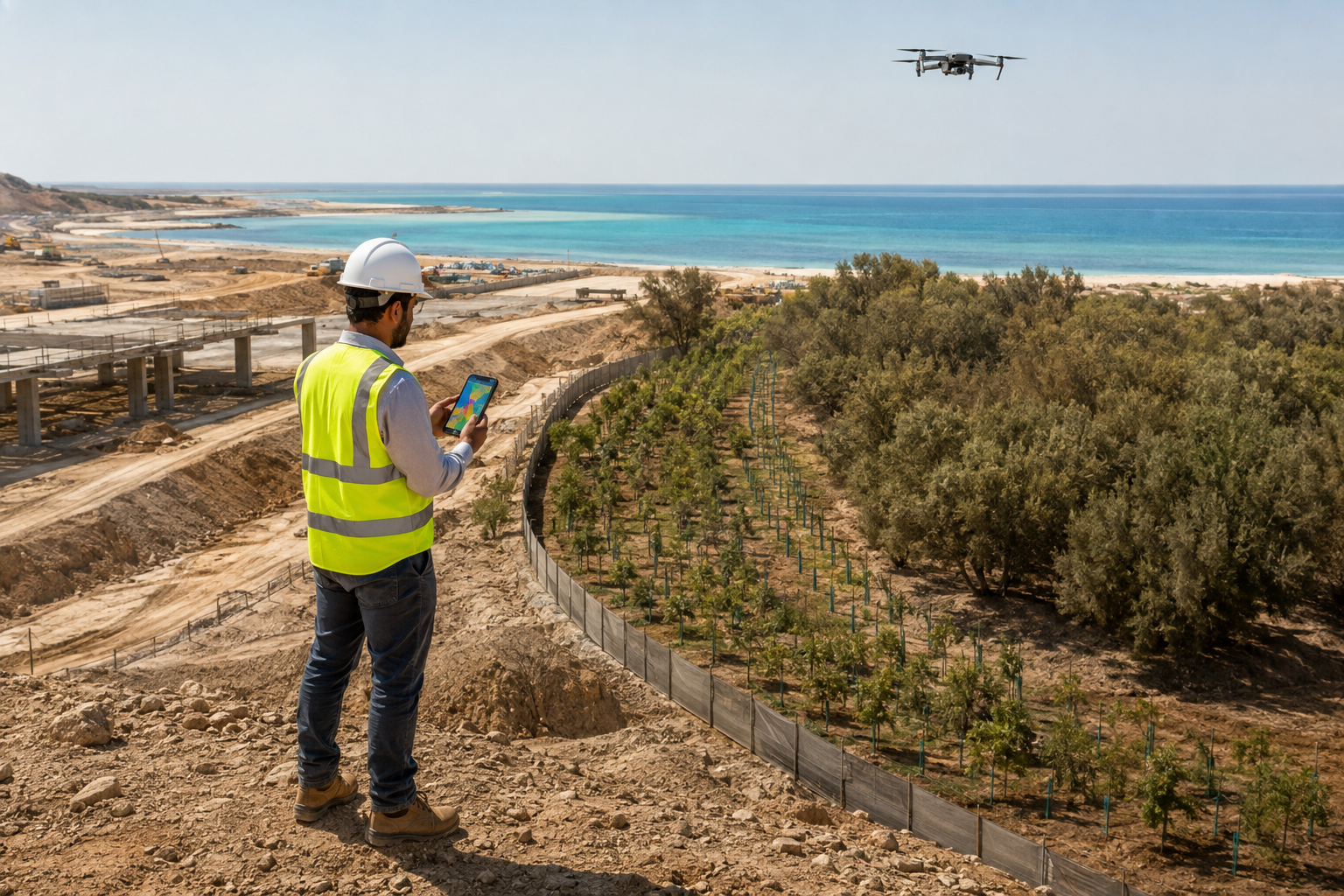 Drone-based monitoring of a coastal urban infrastructure project